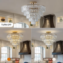 Load image into Gallery viewer, Gold Crystal Chandeliers,5-Tier Round Semi Flush Mount Chandelier Light Fixture,Large Contemporary Luxury Ceiling Lighting for Living Room Dining Room Bedroom Hallway