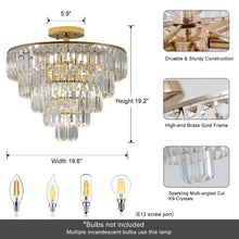 Load image into Gallery viewer, Gold Crystal Chandeliers,5-Tier Round Semi Flush Mount Chandelier Light Fixture,Large Contemporary Luxury Ceiling Lighting for Living Room Dining Room Bedroom Hallway