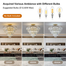 Load image into Gallery viewer, Gold Crystal Chandeliers,5-Tier Round Semi Flush Mount Chandelier Light Fixture,Large Contemporary Luxury Ceiling Lighting for Living Room Dining Room Bedroom Hallway