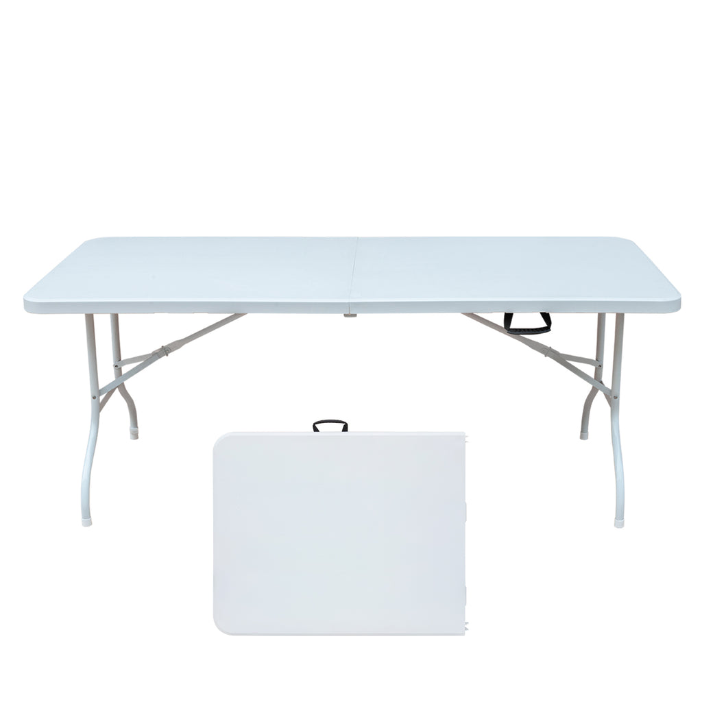6ft Folding Table, Portable Plastic Table for Camping, Picnics, Parties, High Load Bearing Foldable Table Black