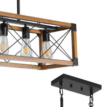 Load image into Gallery viewer, (Same as W1340111207/L1011) 32" Walnut Industrial Farmhouse Rectangle Pendant Light, 5-Light Chandelier for Dining Room, Kitchen Island, Cafe Decor (No Bulbs)