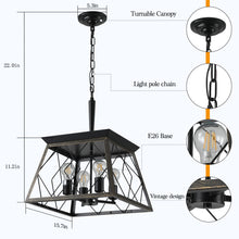 Load image into Gallery viewer, Farmhouse Chandelier 4-Light Vintage Antique Chandeliers Light Fixture For Kitchen Dining Room Living Room Golden Black(No Bulbs)NEW SKU:W1340P206637