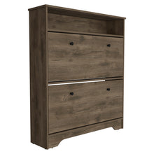 Load image into Gallery viewer, Calgary Shoe Rack, Superior Top, One Open Shelf, Two Extendable Shelves -Dark Brown