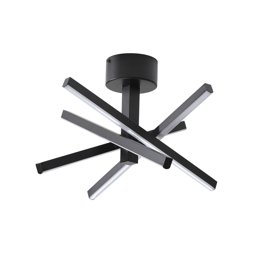12 Inch Modern LED Ceiling Light, Geometric Starburst Design with Black Finish for Living Room, Bedroom, and Hallways