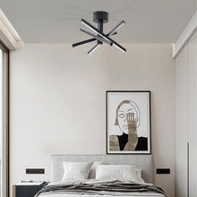 Load image into Gallery viewer, 12 Inch Modern LED Ceiling Light, Geometric Starburst Design with Black Finish for Living Room, Bedroom, and Hallways