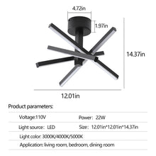 Load image into Gallery viewer, 12 Inch Modern LED Ceiling Light, Geometric Starburst Design with Black Finish for Living Room, Bedroom, and Hallways