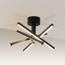 Load image into Gallery viewer, 12 Inch Modern LED Ceiling Light, Geometric Starburst Design with Black Finish for Living Room, Bedroom, and Hallways