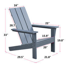 Load image into Gallery viewer, Outdoor Adirondack Chair for Relaxing, HDPE All-weather Fire Pit Chair, Patio Lawn Chair for Outside Deck Garden Backyardf Balcony, Grey