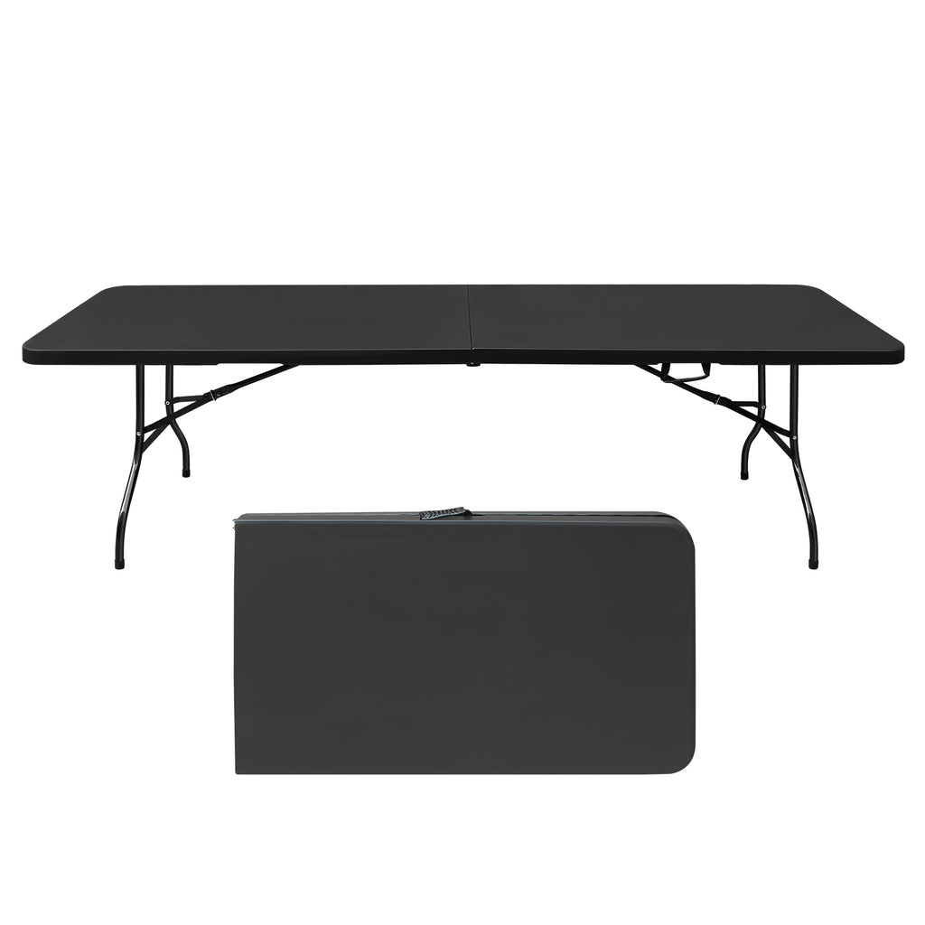 6ft Folding Table, Portable Plastic Table for Camping, Picnics, Parties, High Load Bearing Foldable Table Black
