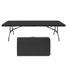 Load image into Gallery viewer, 6ft Folding Table, Portable Plastic Table for Camping, Picnics, Parties, High Load Bearing Foldable Table Black