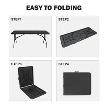 Load image into Gallery viewer, 6ft Folding Table, Portable Plastic Table for Camping, Picnics, Parties, High Load Bearing Foldable Table Black