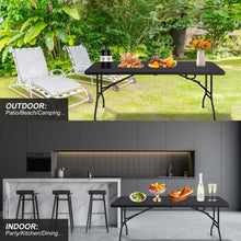 Load image into Gallery viewer, 6ft Folding Table, Portable Plastic Table for Camping, Picnics, Parties, High Load Bearing Foldable Table Black