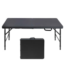 Load image into Gallery viewer, 6ft Folding Table, Portable Plastic Table for Camping, Picnics, Parties, High Load Bearing Foldable Table Black