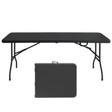 Load image into Gallery viewer, 6ft Folding Table, Portable Plastic Table for Camping, Picnics, Parties, High Load Bearing Foldable Table Black