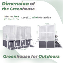 Load image into Gallery viewer, Greenhouse, Wooden Lean to Greenhouses for Outdoors, Heavy Duty Walk in Green House for Outside Winter, Large Hot House for Sunroom Storage Shed, Garden, Backyard(103.9''X98.4''X77.6'')