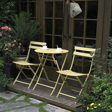 Load image into Gallery viewer, 3 Piece Patio Bistro Set of Foldable Round Table and Chairs, Yellow