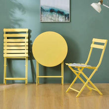 Load image into Gallery viewer, 3 Piece Patio Bistro Set of Foldable Round Table and Chairs, Yellow