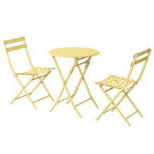 Load image into Gallery viewer, 3 Piece Patio Bistro Set of Foldable Round Table and Chairs, Yellow
