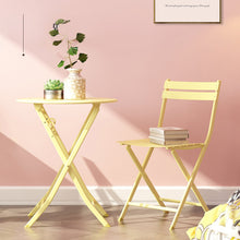 Load image into Gallery viewer, 3 Piece Patio Bistro Set of Foldable Round Table and Chairs, Yellow