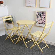 Load image into Gallery viewer, 3 Piece Patio Bistro Set of Foldable Round Table and Chairs, Yellow