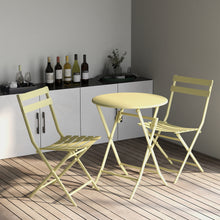 Load image into Gallery viewer, 3 Piece Patio Bistro Set of Foldable Round Table and Chairs, Yellow