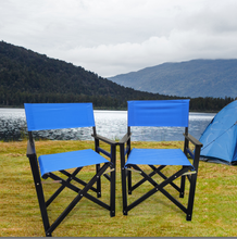 Load image into Gallery viewer, Folding Chair Wooden Director Chair Canvas Folding Chair Folding Chair 2pcs/set populus + Canvas (Color : Blue)