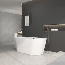 Load image into Gallery viewer, 67" Acrylic Freestanding Bathtub, stand alone bathroom tub, Glossy White, Toe-tap Chrome Drain, cUPC Certified