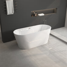 Load image into Gallery viewer, 67" Acrylic Freestanding Bathtub, stand alone bathroom tub, Glossy White, Toe-tap Chrome Drain, cUPC Certified