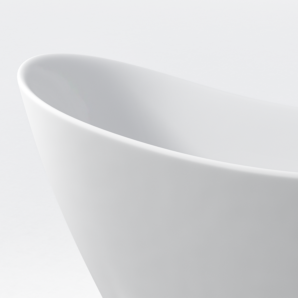 59 "Acrylic freestanding tub, Gloss white,  with chrome overflow and pop-up Drain, CUPC Certified