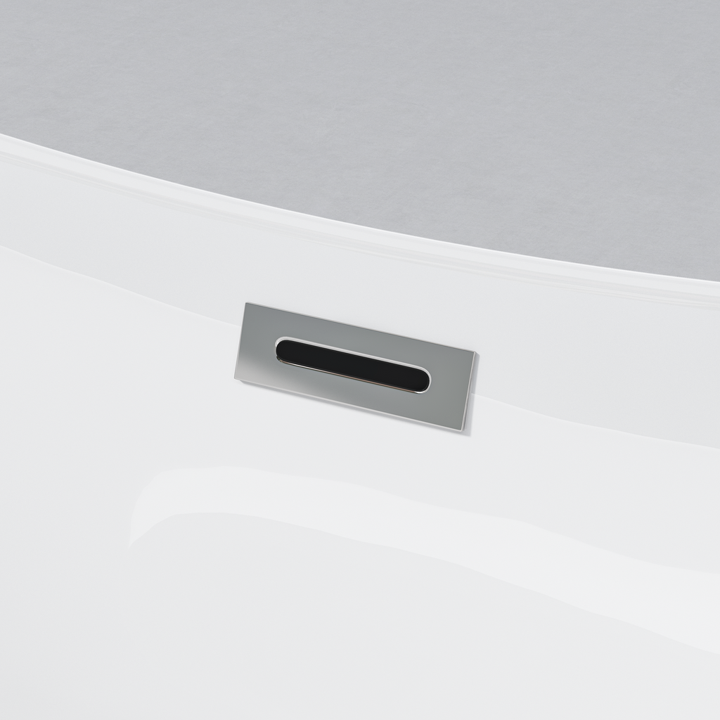 59 "Acrylic freestanding tub, Gloss white,  with chrome overflow and pop-up Drain, CUPC Certified