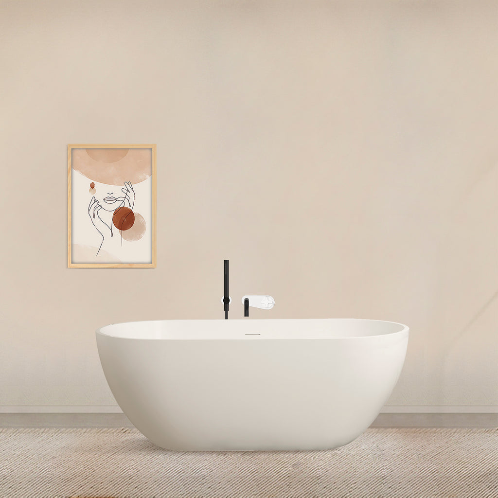 59 inch small size solid surface oval shape freestanding bathtub for the bathroom