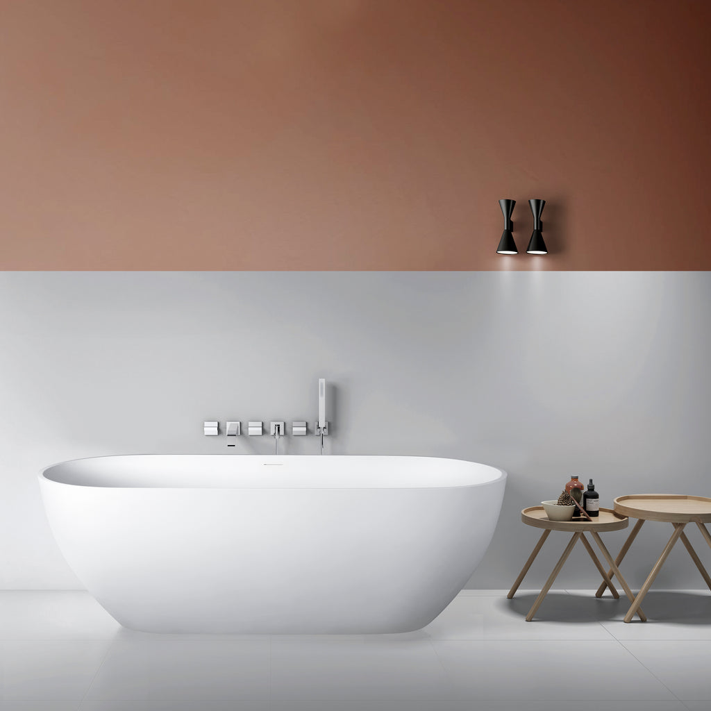 59 inch small size solid surface oval shape freestanding bathtub for the bathroom