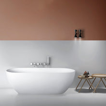 Load image into Gallery viewer, 59 inch small size solid surface oval shape freestanding bathtub for the bathroom