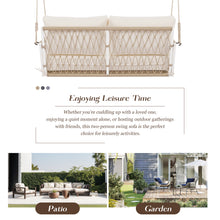 Load image into Gallery viewer, TREXM 1-Piece Woven Rope Outdoor Swing Sofa with Soft Cushions Seating 2 for Patio, Courtyard and Balcony (Beige)