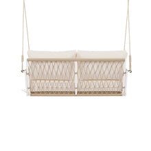 Load image into Gallery viewer, TREXM 1-Piece Woven Rope Outdoor Swing Sofa with Soft Cushions Seating 2 for Patio, Courtyard and Balcony (Beige)