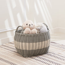 Load image into Gallery viewer, Ludmilla Round Tall Water Hyacinth Woven Wicker Laundry Hamper with Lid - For Clothes, Canvas, Toys and Book Storage with Removable Liner - 15" x 15" x 20" - Natural Brown