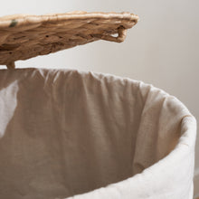 Load image into Gallery viewer, Ludmilla Round Tall Water Hyacinth Woven Wicker Laundry Hamper with Lid - For Clothes, Canvas, Toys and Book Storage with Removable Liner - 15" x 15" x 20" - Natural Brown