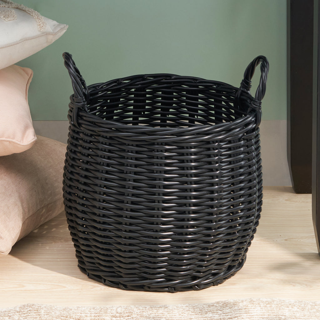Ludmilla Round Tall Water Hyacinth Woven Wicker Laundry Hamper with Lid - For Clothes, Canvas, Toys and Book Storage with Removable Liner - 15" x 15" x 20" - Natural Brown