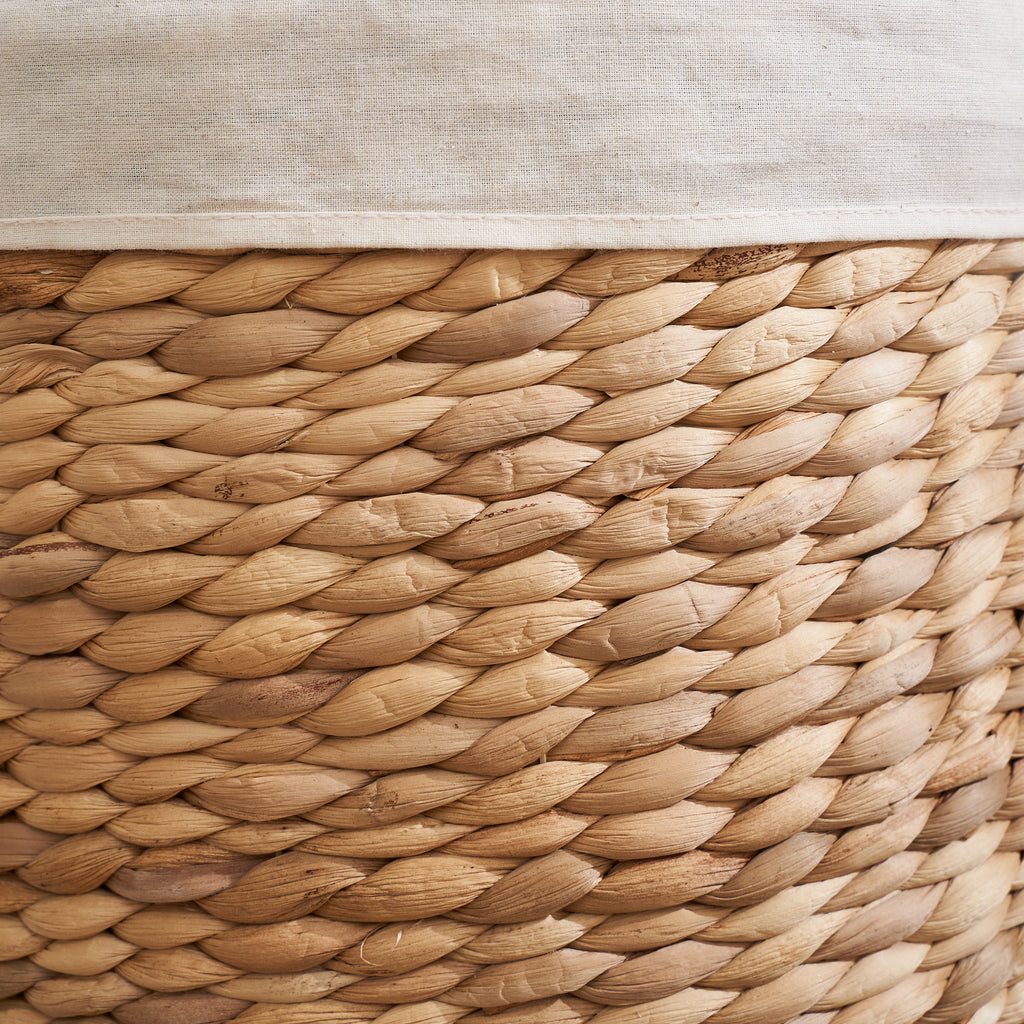 Ludmilla Round Tall Water Hyacinth Woven Wicker Laundry Hamper with Lid - For Clothes, Canvas, Toys and Book Storage with Removable Liner - 15" x 15" x 20" - Natural Brown