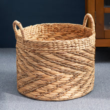 Load image into Gallery viewer, Ludmilla Round Tall Water Hyacinth Woven Wicker Laundry Hamper with Lid - For Clothes, Canvas, Toys and Book Storage with Removable Liner - 15" x 15" x 20" - Natural Brown