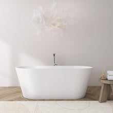 Load image into Gallery viewer, 67 inch freestanding solid surface soaking bathtub for bathroom