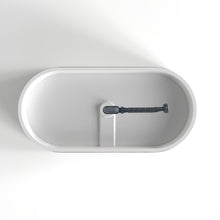 Load image into Gallery viewer, 67 inch freestanding solid surface soaking bathtub for bathroom