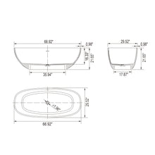 Load image into Gallery viewer, 66.9 inch freestanding solid surface soaking bathtub for bathroom