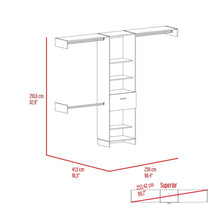 Load image into Gallery viewer, Manchester 250 Closet System, Five Open Shelves, One Drawer, Three Metal Rods -Dark Walnut
