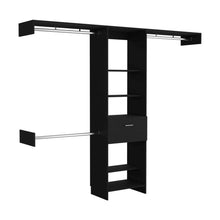 Load image into Gallery viewer, Manchester 250 Closet System, Five Open Shelves, One Drawer, Three Metal Rods -Black