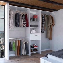 Load image into Gallery viewer, Manchester 250 Closet System, Five Open Shelves, One Drawer, Three Metal Rods -Black