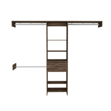 Load image into Gallery viewer, Manchester 250 Closet System, Five Open Shelves, One Drawer, Three Metal Rods -Dark Walnut