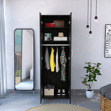 Load image into Gallery viewer, Aurora Armoire, Two Interior Shelves, Rod, Double Door -Black