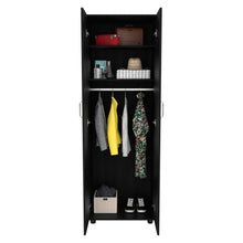 Load image into Gallery viewer, Aurora Armoire, Two Interior Shelves, Rod, Double Door -Black