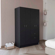Load image into Gallery viewer, Vaupes Armoire, Double Door Cabinet, One Drawer, Five Interior Shelves, Rod -Black / White
